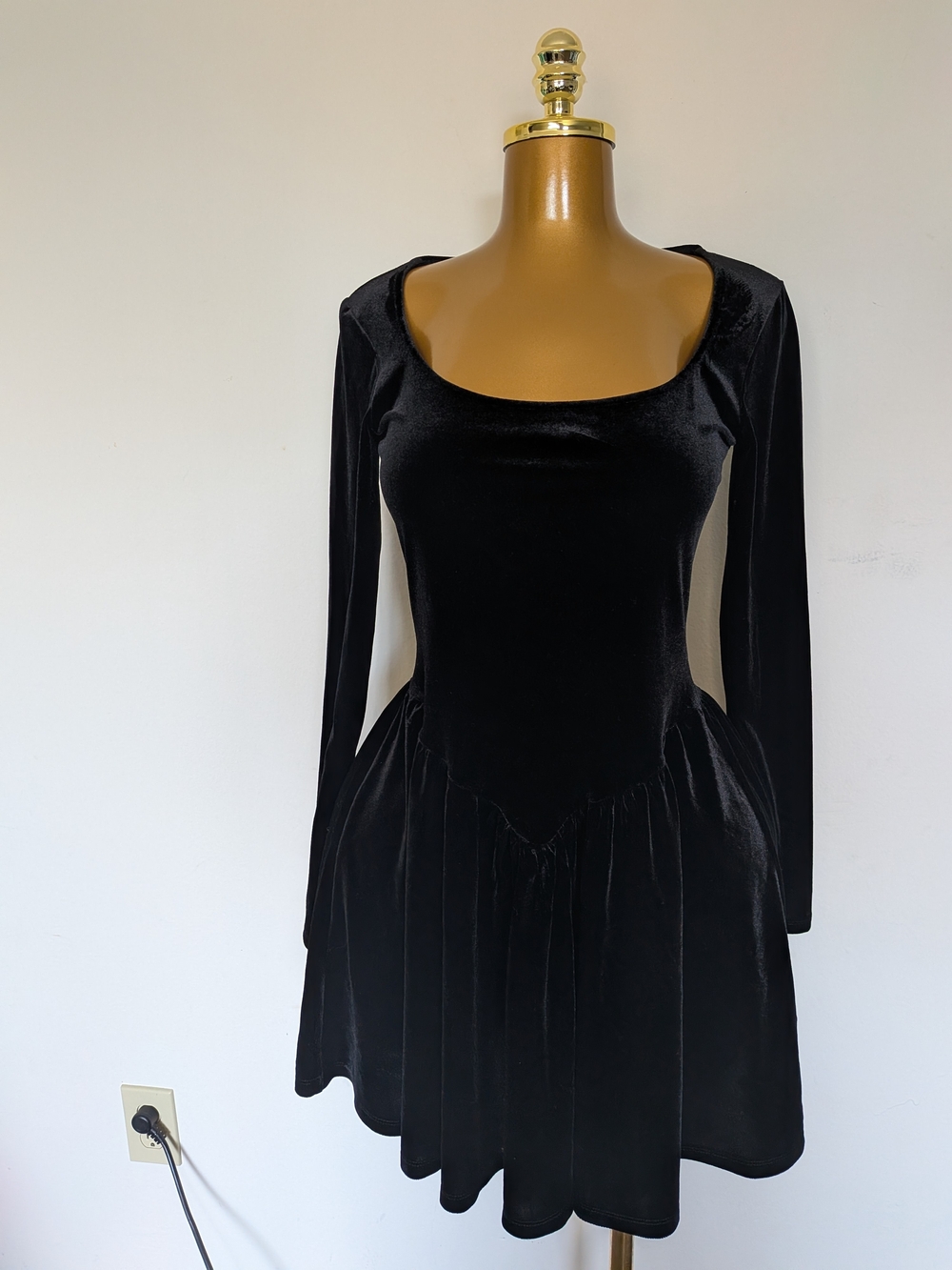Wild Fable Black Velvet Long Sleeve Mini Dress Whimsigoth Goth Holiday M